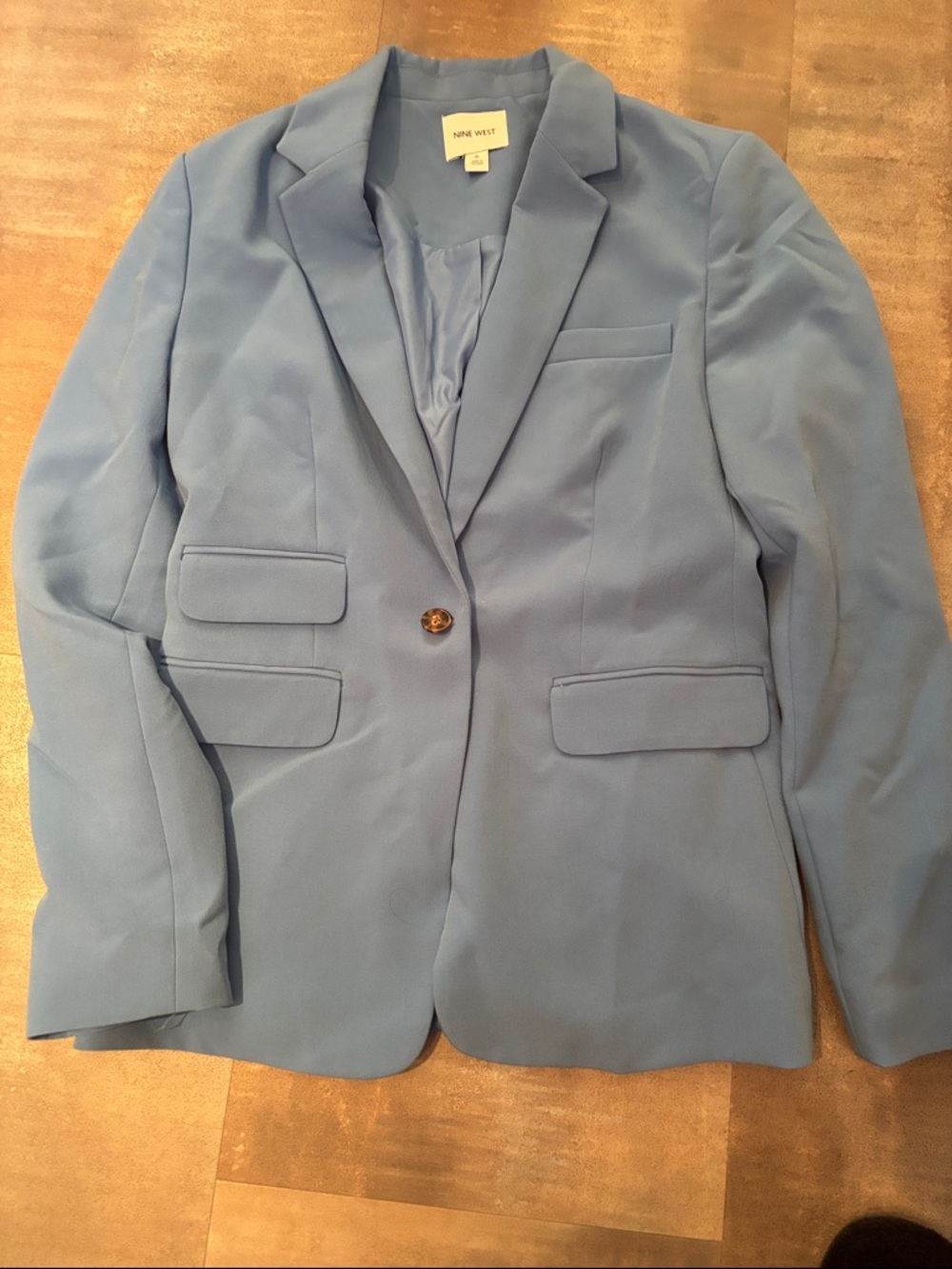 Nine West Light Blue Single-Button Notch Lapel Blazer size 6